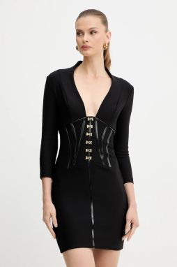 Šaty Elisabetta Franchi čierna farba, mini, priliehavé, AB79757E2