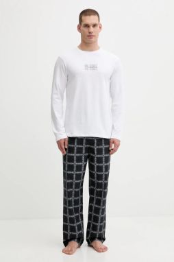 Pyžamo Karl Lagerfeld pánske, biela farba, vzorované, A4M45001
