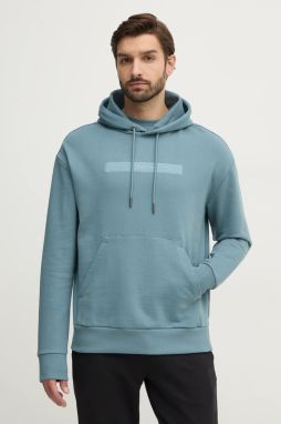 Bavlnená mikina Calvin Klein pánska, zelená farba, s kapucňou, s potlačou, K10K113768