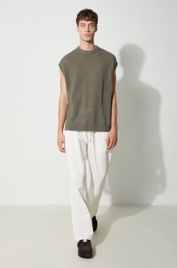Bavlnená vesta MKI MIYUKI ZOKU Loose Gauge Vest zelená farba, LOOSE.GAUGE.VEST