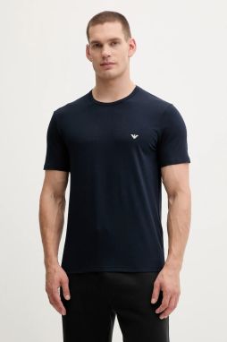 Tričko Emporio Armani Underwear 2-pak pánske, tmavomodrá farba, jednofarebné, EM000391 AF14132