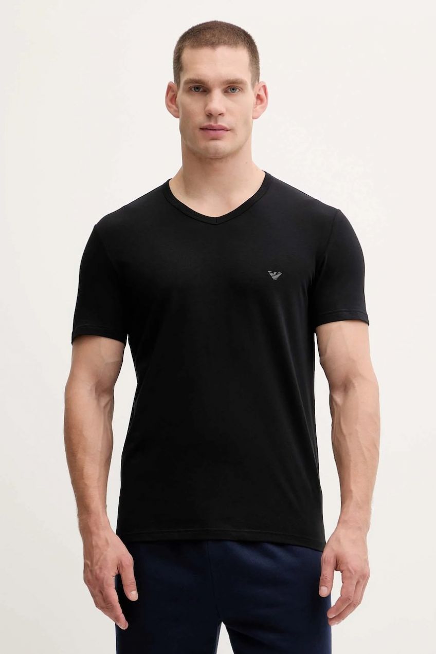 Tričko Emporio Armani Underwear 2-pak pánske, čierna farba, jednofarebné, EM000392 AF14132