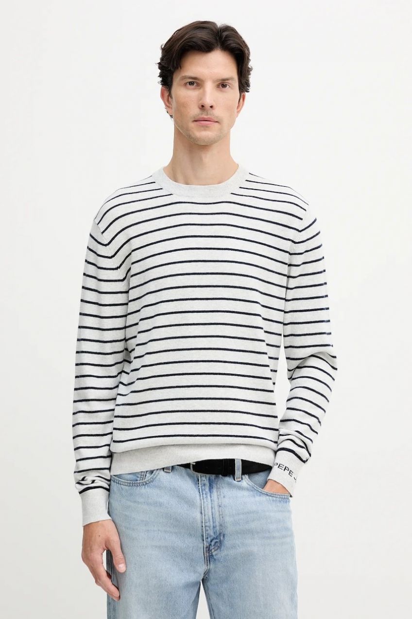 Sveter s prímesou vlny Pepe Jeans šedá farba, ľahký, PM7000010