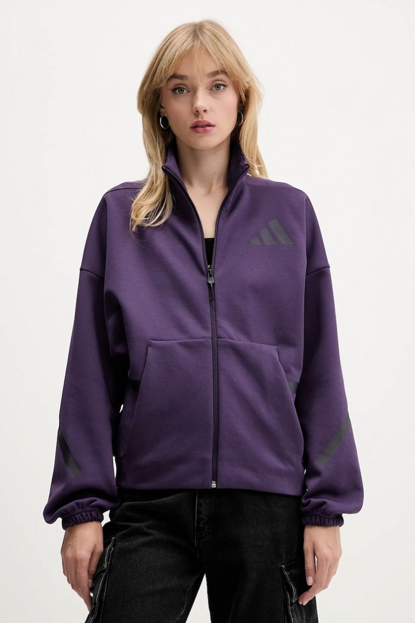 Mikina adidas adidas x Z.N.E fialová farba, s potlačou, JW7780