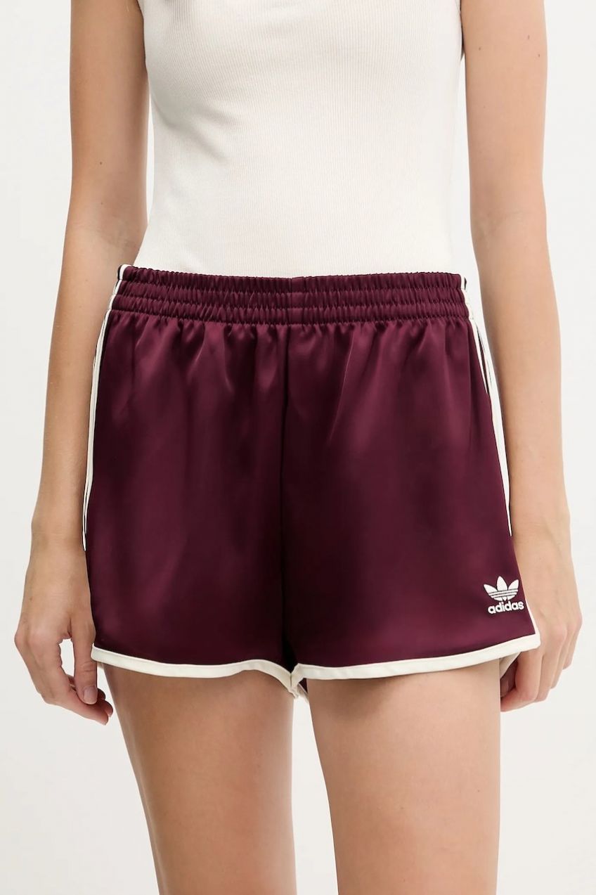 Šortky adidas Originals 3-Stripes bordová farba, jednofarebné, vysoký pás, KA7738