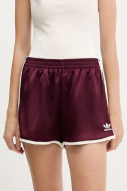 Šortky adidas Originals 3-Stripes bordová farba, jednofarebné, vysoký pás, KA7738