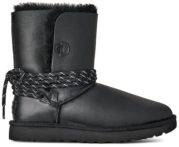 Kožené snehule UGG Bailey Tie Lthr čierna farba, 1176090.BLK