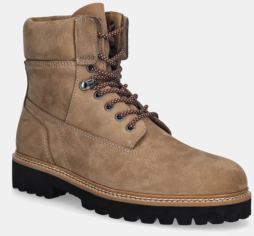 Kožené členkové topánky HUGO Draven béžová farba, 50552695
