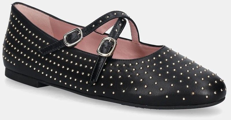 Kožené balerínky Pretty Ballerinas Nicole čierna farba, 52559_001