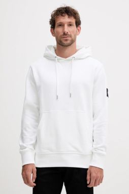 Bavlnená mikina Calvin Klein Jeans tyrkysová farba, s kapucňou, s nášivkou, J30J323430