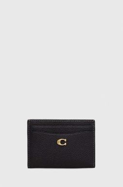 Kožené puzdro na karty Coach Essential Card Case čierna farba