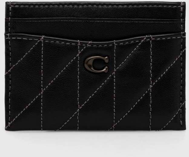 Kožené puzdro na karty Coach Essential Card Case čierna farba