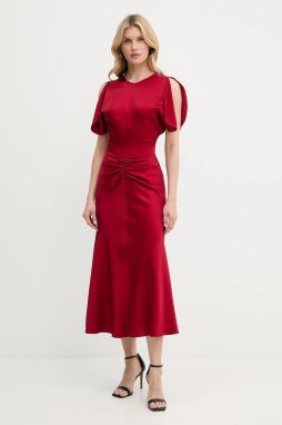 Šaty Victoria Beckham bordová farba, maxi, áčkový strih, 1325WDR005227D
