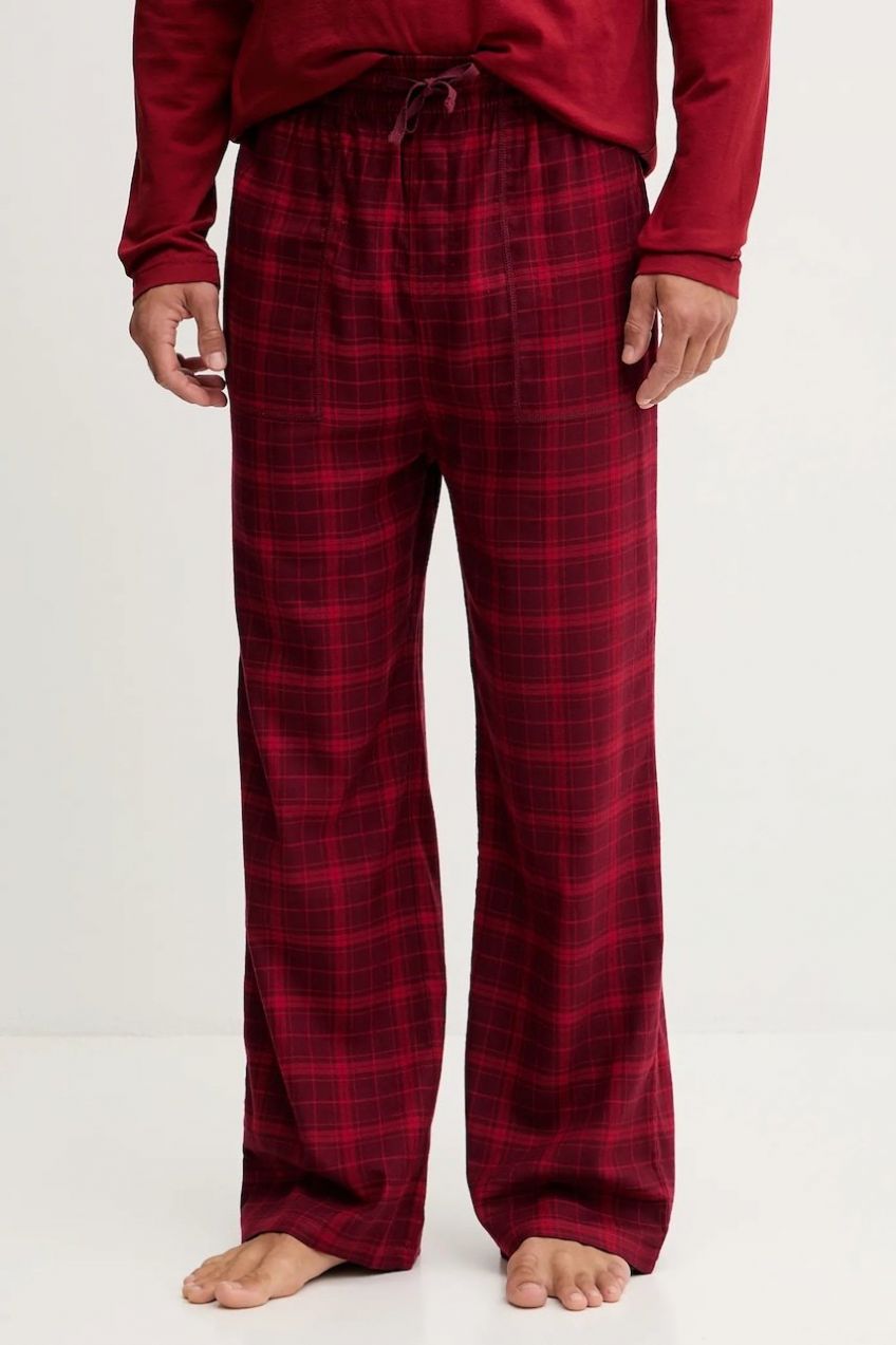 Pyžamové nohavice Tommy Hilfiger bordová farba, vzorované, UM0UM03668
