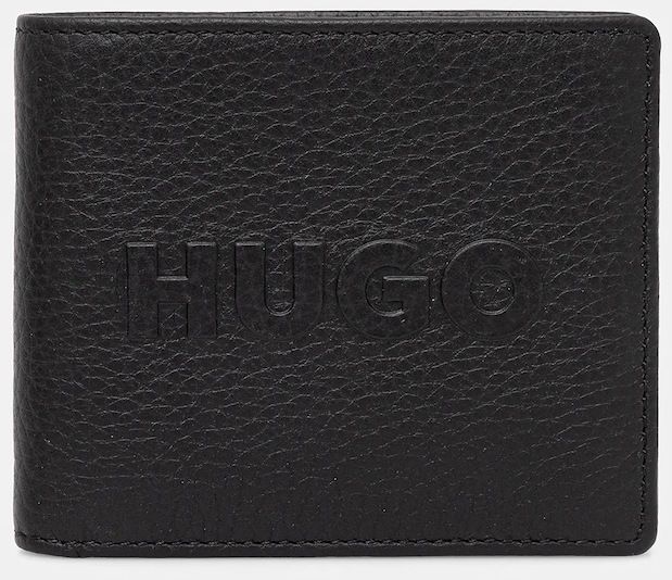 Kožená peňaženka HUGO čierna farba, 50552795