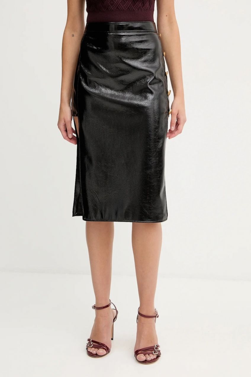 Sukňa Elisabetta Franchi čierna farba, midi, puzdrová, GO12757E2