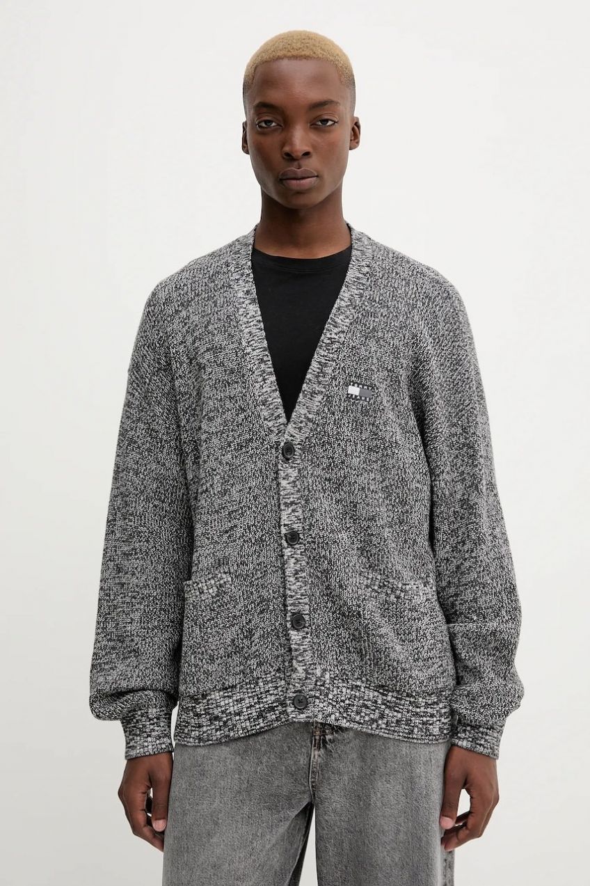 Bavlnený kardigán Tommy Jeans čierna farba, DM0DM22104