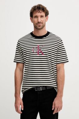 Bavlnené tričko Calvin Klein Jeans pánske, čierna farba, vzorované, LV04RD204G