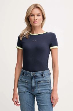 Tričko Calvin Klein Jeans dámske, tmavomodrá farba, LV047D201G
