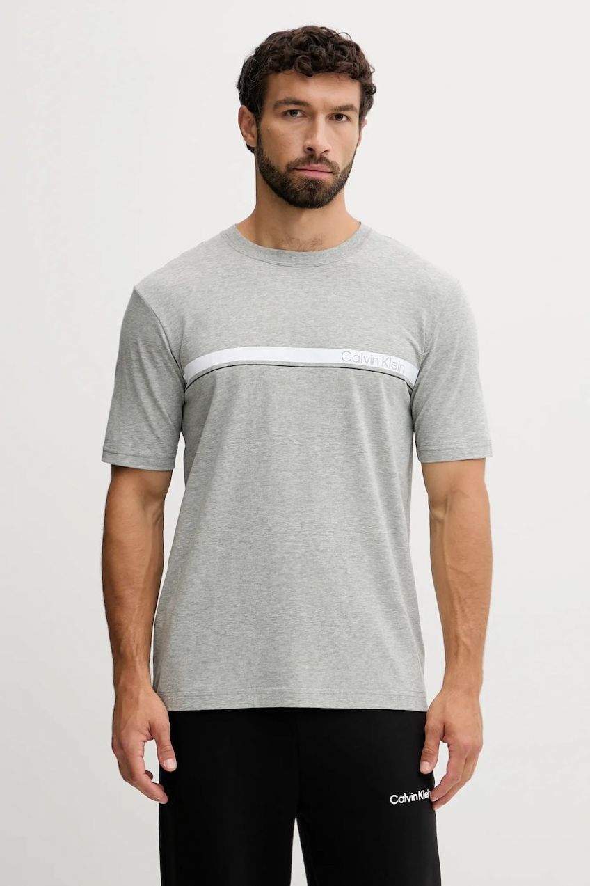 Tričko Calvin Klein Performance pánske, šedá farba, s potlačou, LVGMF5K108