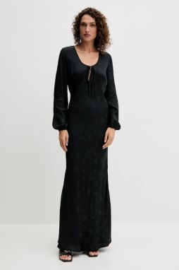 Šaty Twinset čierna farba, maxi, áčkový strih, 252TT2363