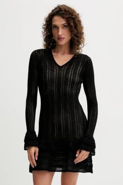 Šaty Twinset čierna farba, mini, rovný strih, 252TP3180