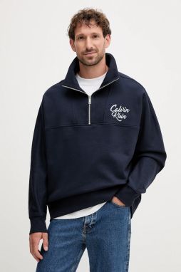 Mikina Calvin Klein Jeans tmavomodrá farba, s nášivkou, LV04RD205G