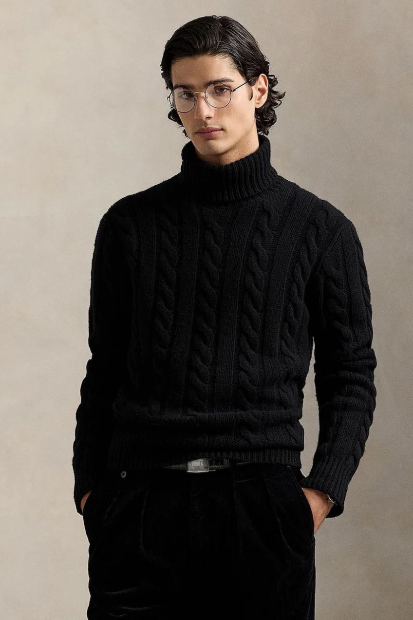 Vlnený sveter Polo Ralph Lauren béžová farba, teplé, s rolákom, 710917035