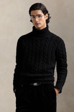 Vlnený sveter Polo Ralph Lauren béžová farba, teplé, s rolákom, 710917035