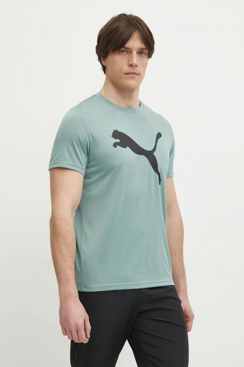 Tréningové tričko Puma Tad Essentials Solid Cat zelená farba, s potlačou, 525921