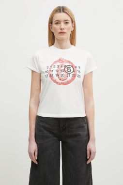 Bavlnené tričko MM6 Maison Margiela dámske, biela farba, S62GD0196