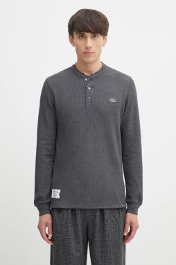 Tričko s dlhým rukávom Lacoste biela farba, s nášivkou, TH0035