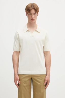 Ľanové polo Norse Projects Leif Cotton Linen Polo béžová farba, jednofarebné, N45.0502.0219
