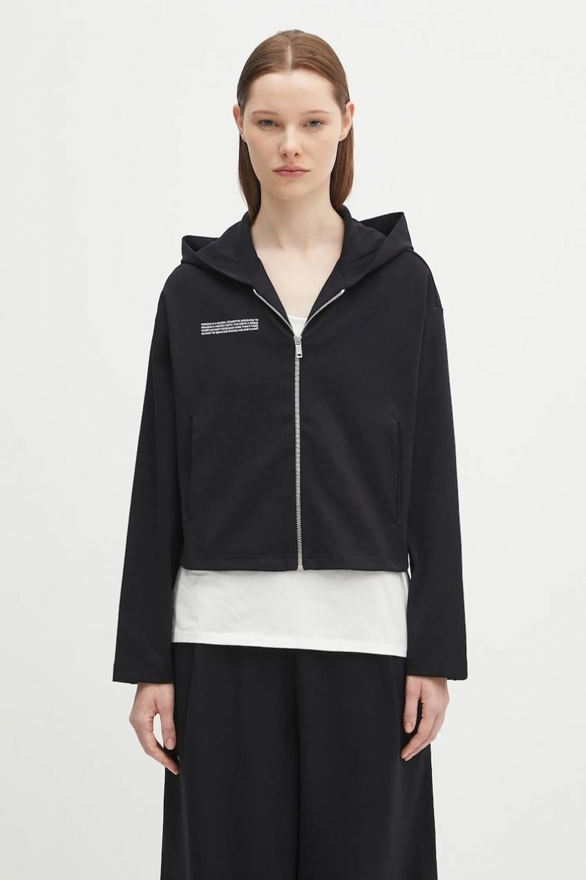 Mikina Pangaia DNA Double Jersey Zip Up Hoodie čierna farba, s kapucňou, jednofarebná, 10002361