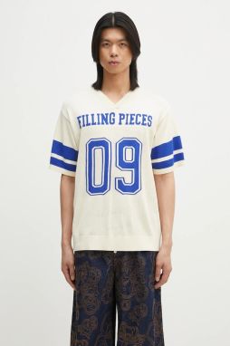 Tričko Filling Pieces Knit Jersey American Football pánske, béžová farba, s potlačou, 91099059936
