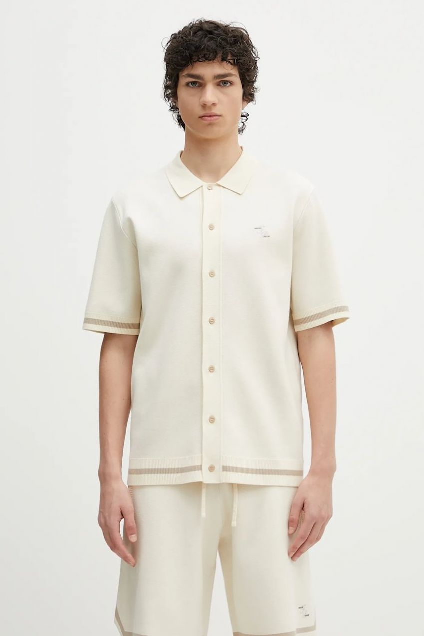 Košeľa Filling Pieces Classic béžová farba, voľný strih, s klasickým golierom, 91222209936