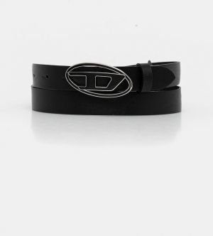 Kožený opasok Diesel OVAL D LOGO B-1DR 25 čierna farba, X09716.P1245