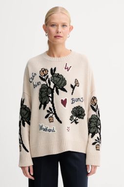 Vlnený sveter Weekend Max Mara PAVIDI béžová farba, ľahké, 2525366262600