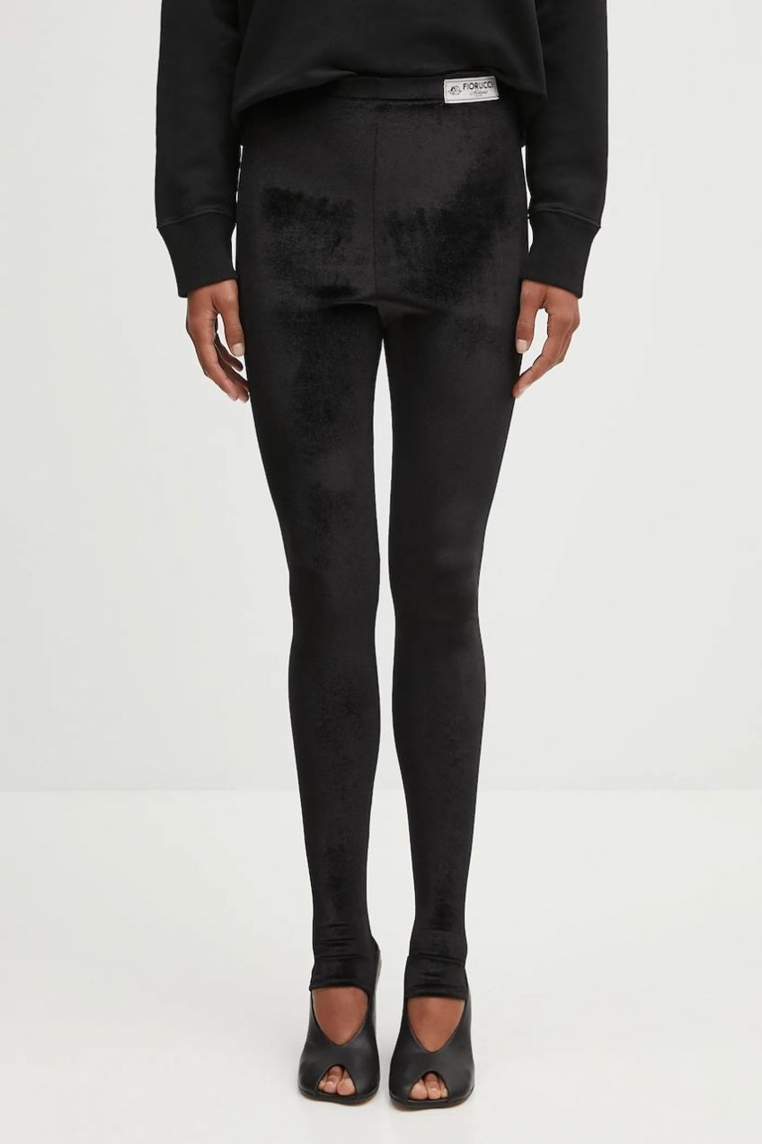 Zamatové legíny Fiorucci Velour Semi-Footed čierna farba, jednofarebné, W02FPBPA372VR01BK01