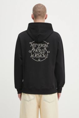 Bavlnená mikina Drôle de Monsieur Le Hoodie Slogan Tresses čierna farba, s kapucňou, s nášivkou, H.HO183.CO127