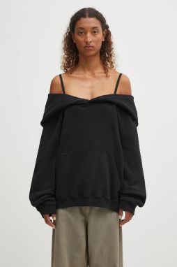 Bavlnená mikina MM6 Maison Margiela čierna farba, s kapucňou, jednofarebná, S52GU0244.M25014.900