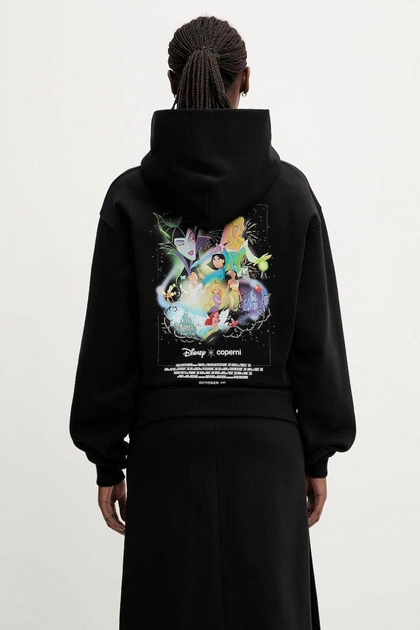 Mikina Coperni x Disney Collector čierna farba, s kapucňou, vzorovaná, DJS15F5018C