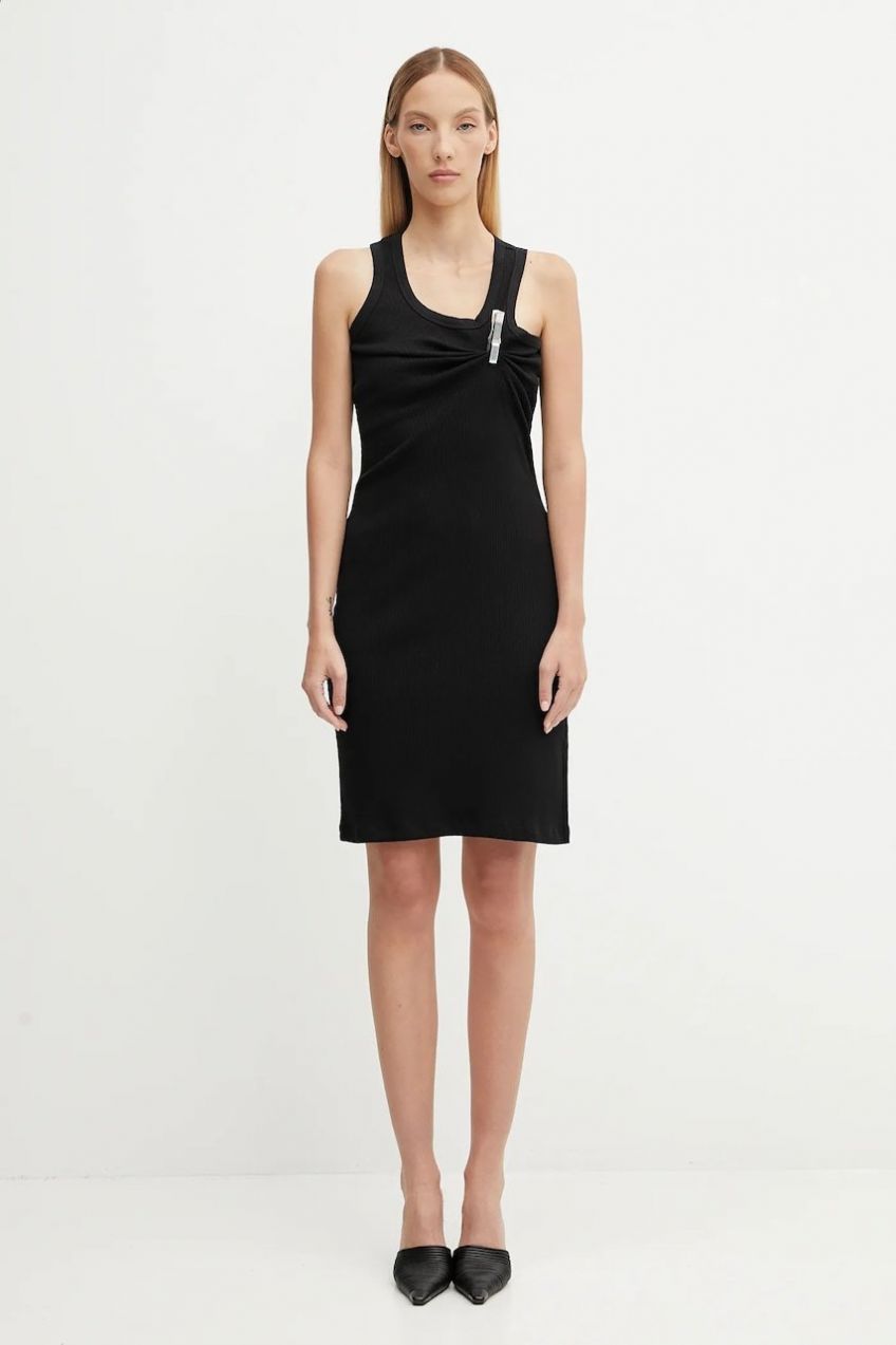Bavlnené šaty Coperni Washing Clip Rib Dress čierna farba, midi, priliehavé, COPR192F5033