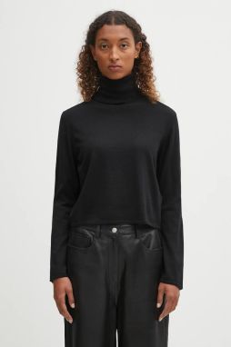 Vlnený sveter MM6 Maison Margiela čierna farba, ľahký, s rolákom, S52HA0296.M13133.900