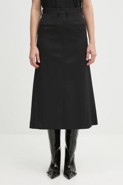 Vlnená sukňa MM6 Maison Margiela čierna farba, mini, puzdrová, S52MI0021.S47848.900