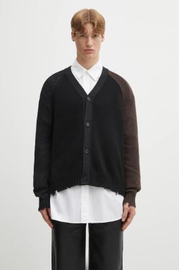 Vlnený kardigán MM6 Maison Margiela čierna farba, SH2HP0013.M13160.961