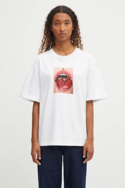 Bavlnené tričko Fiorucci Cherry Mouth Print Boxy Fit dámske, biela farba, W02FPTSH103CJ01WH03