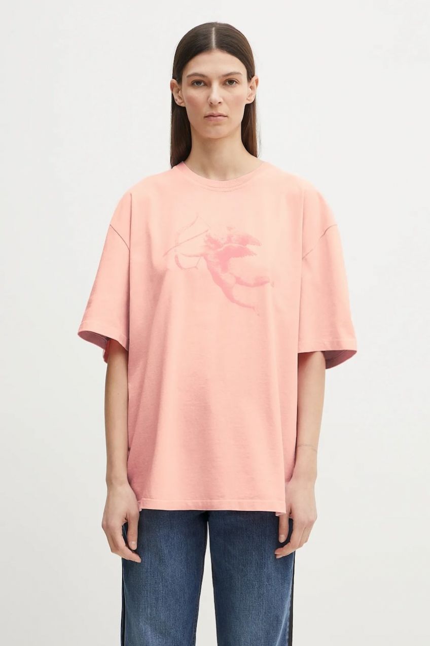 Bavlnené tričko Fiorucci Print Boxy Fit dámske, ružová farba, U02SPTSH103CJ01PN02
