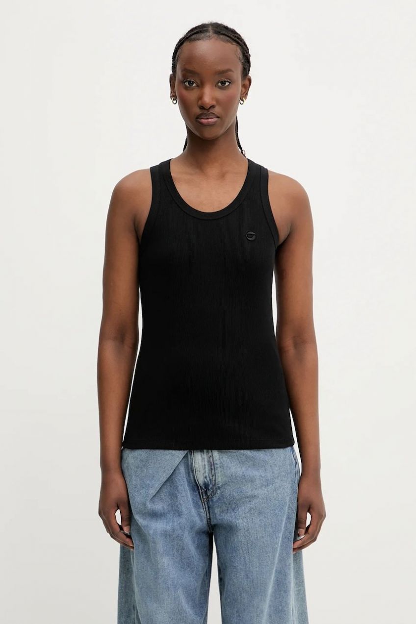 Bavlnený top Coperni Rib Logo Tank čierna farba, COPJS12F5033