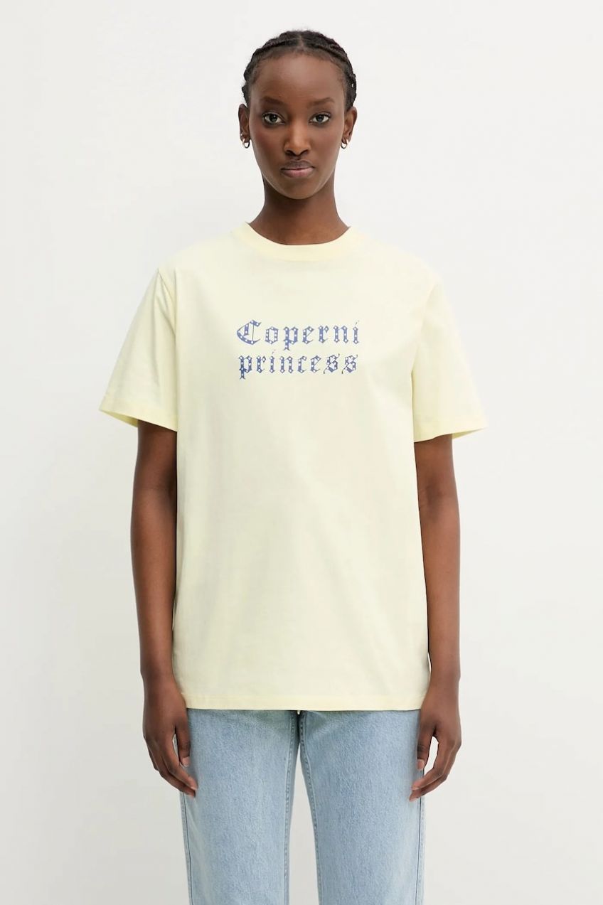 Bavlnené tričko Coperni x Disney Princess dámske, žltá farba, DJS03CRF5017